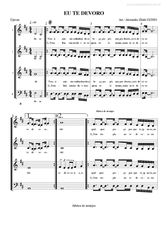 Partitura da música Eu Te Devoro