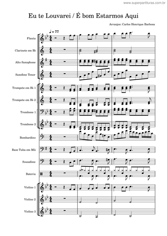 Partitura da música Eu Te Louvarei É Bom Estarmos Aqui – Barbosateclad