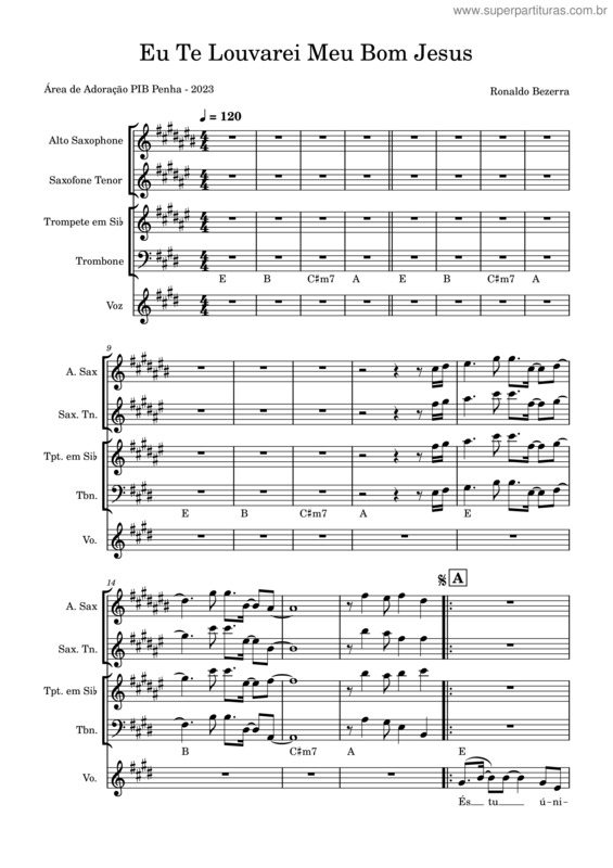 Partitura da música Eu Te Louvarei Meu Bom Jesus v.3