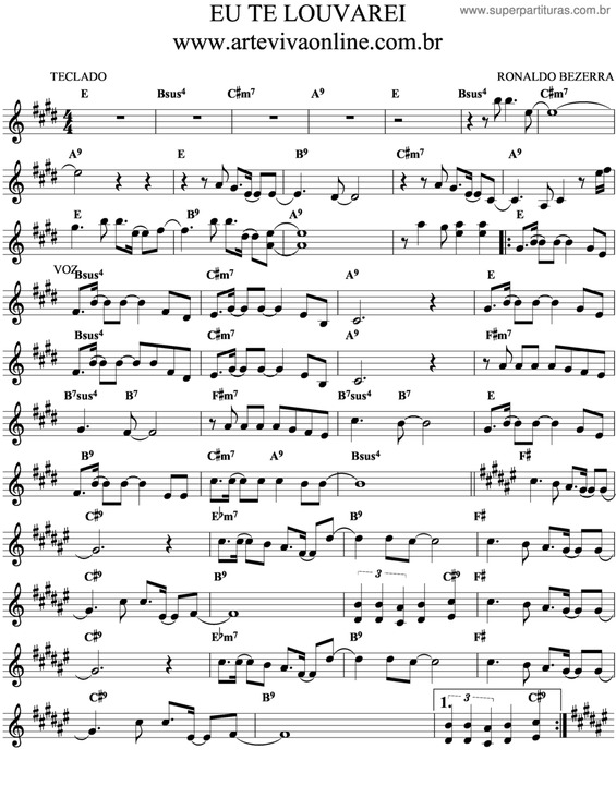 Partitura da música Eu Te Louvarei v.4