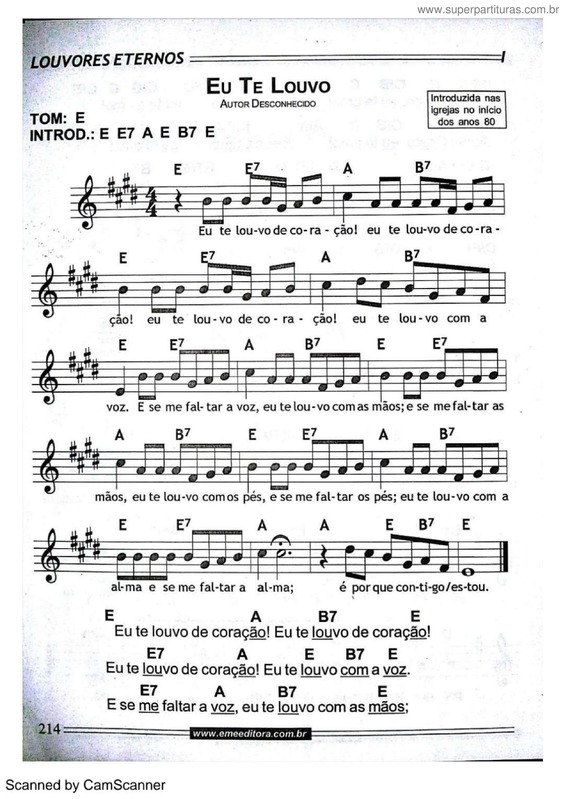 Partitura da música Eu Te Louvo