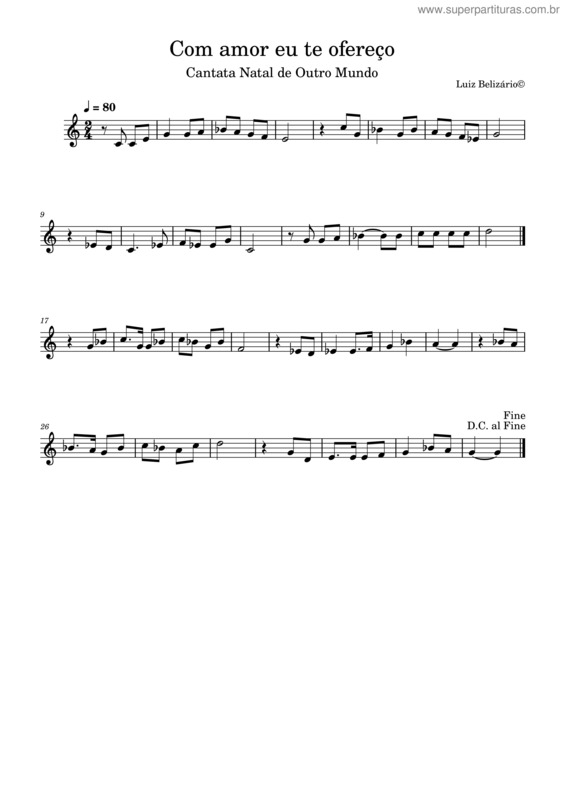 Partitura da música Eu Te Ofereço – Luiz Carlos Filho