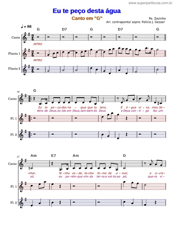 Partitura da música Eu Te Peço Desta Água