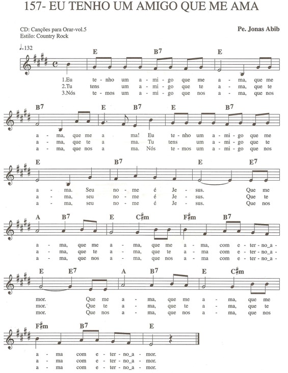 Partitura da música Eu Tenho um Amigo Que Me Ama