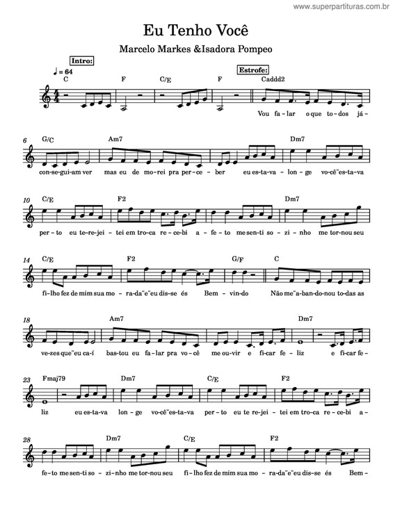 Partitura da música Eu Tenho Você