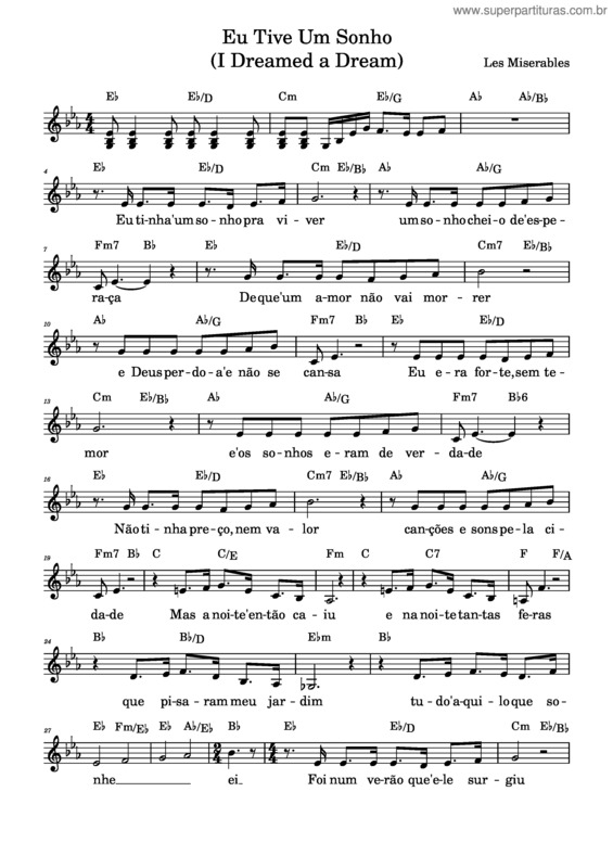 Partitura da música Eu Tive Um Sonho