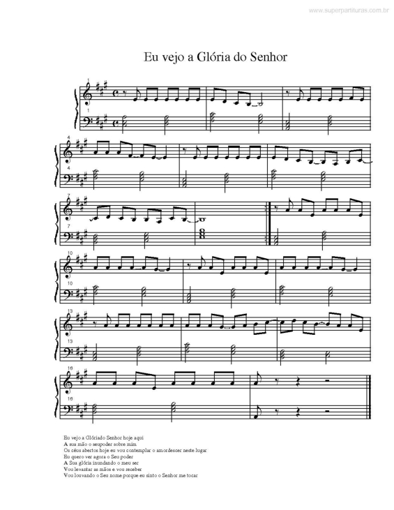 Partitura da música Eu Vejo a Glória do Senhor