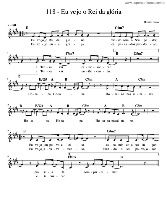 Partitura da música Eu Vejo O Rei Da Glória