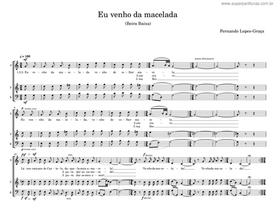 Partitura da música Eu Venho Da Macelada – Fernando Lopes–Graça