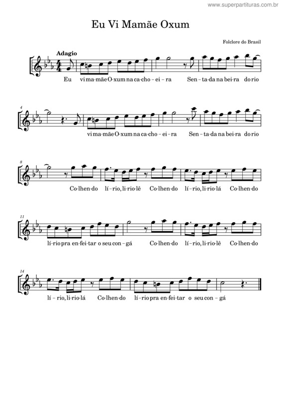 Partitura da música Eu Vi Mamãe Oxum