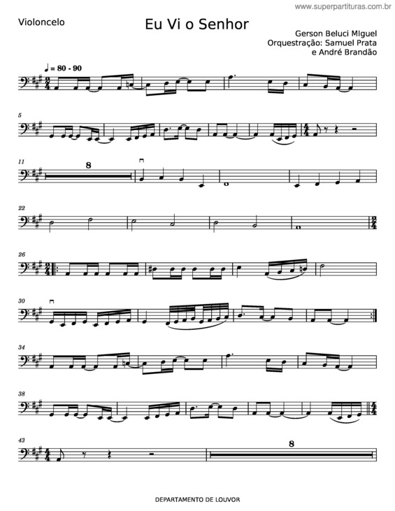 Partitura da música Eu Vi O Senhor – Gerson Beluci Miguel