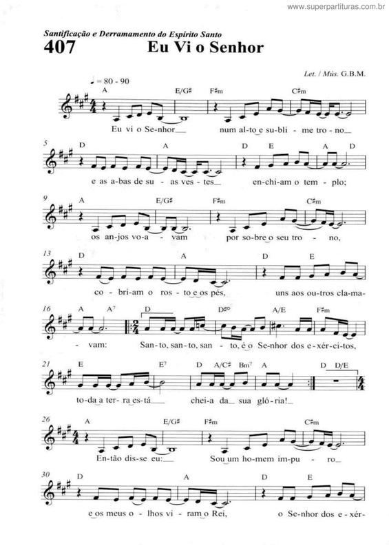 Partitura da música Eu Vi O Senhor