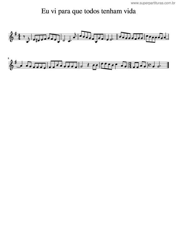 Partitura da música Eu Vi Para Que Todos Tenham Vida