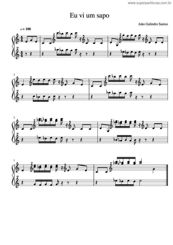 Partitura da música Eu Vi Um Sapo