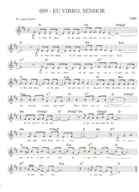 Partitura da música Eu Vibro Senhor