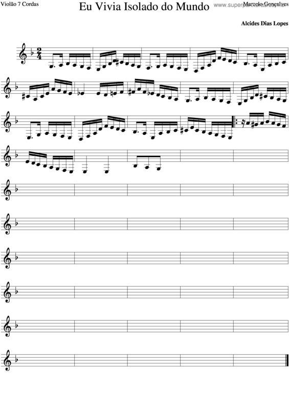 Partitura da música Eu Vivia Isolado No Mundo