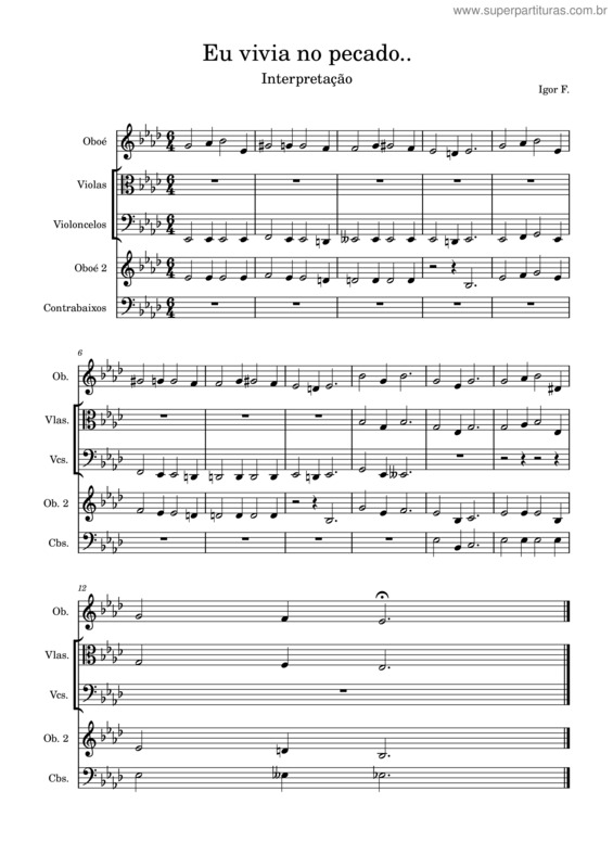 Partitura da música Eu Vivia No Pecado..
