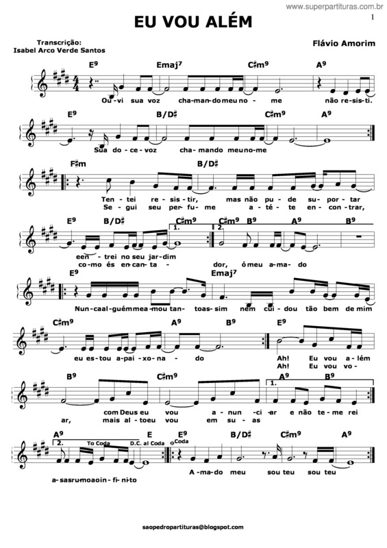 Partitura da música Eu Vou Além
