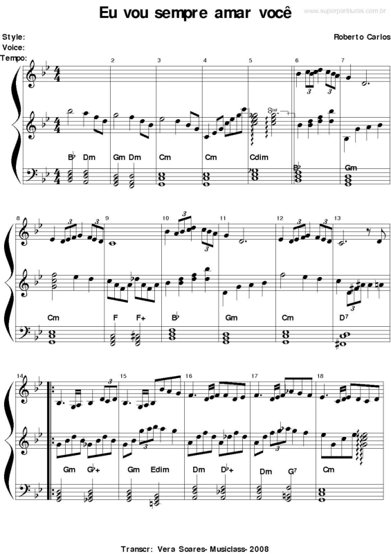 Partitura da música Eu Vou Sempre Amar Você v.2