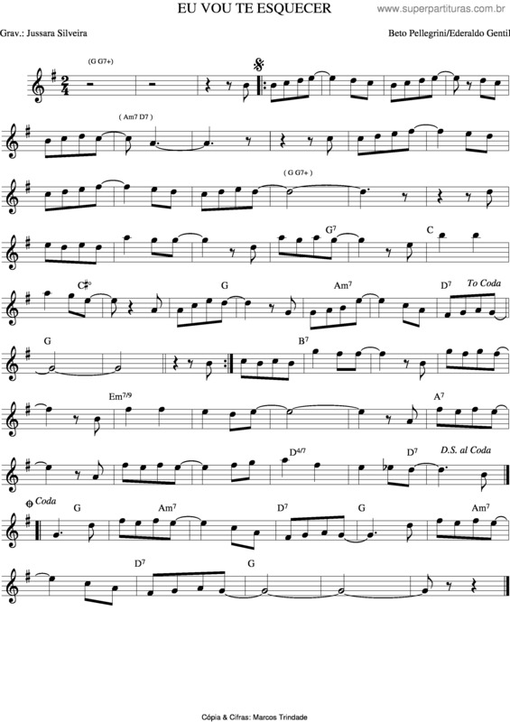 Partitura da música Eu Vou Te Esquecer