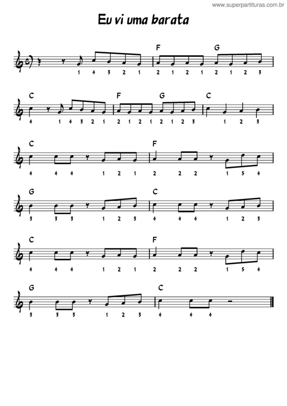 Partitura da música Eu_Vi_Uma_Barata C