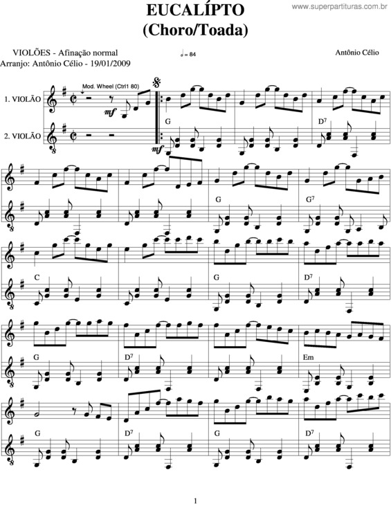 Partitura da música Eucalipto v.2