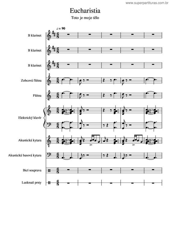 Partitura da música Eucharistia – Arg.: Samuel Bortel