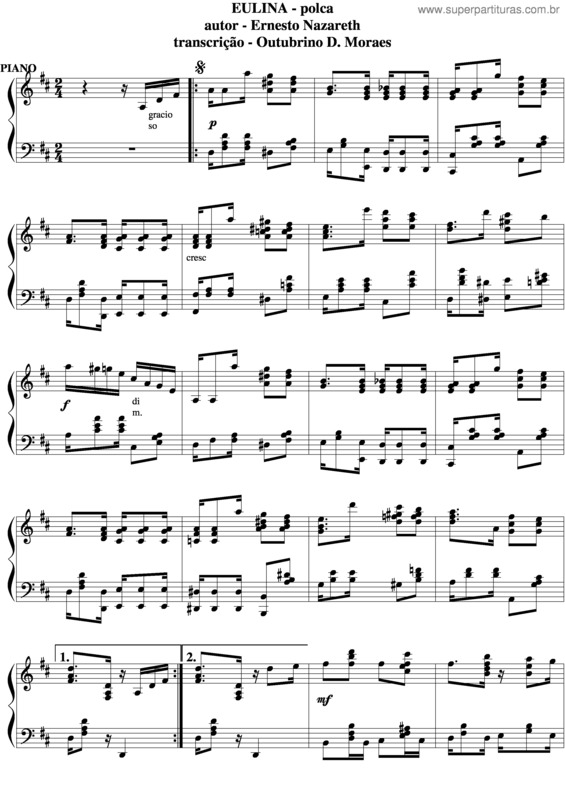 Partitura da música Eulina