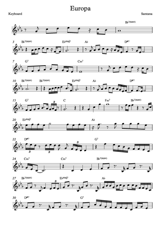 Partitura da música Europa v.6