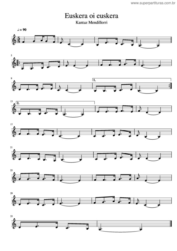 Partitura da música Euskera Oi Euskera