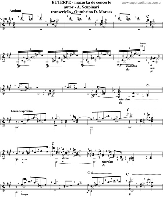 Partitura da música Euterpe