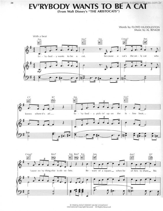 Partitura da música Ev`rybody Wants To Be A Cat v.3