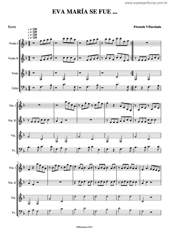 Partitura da música Eva María...