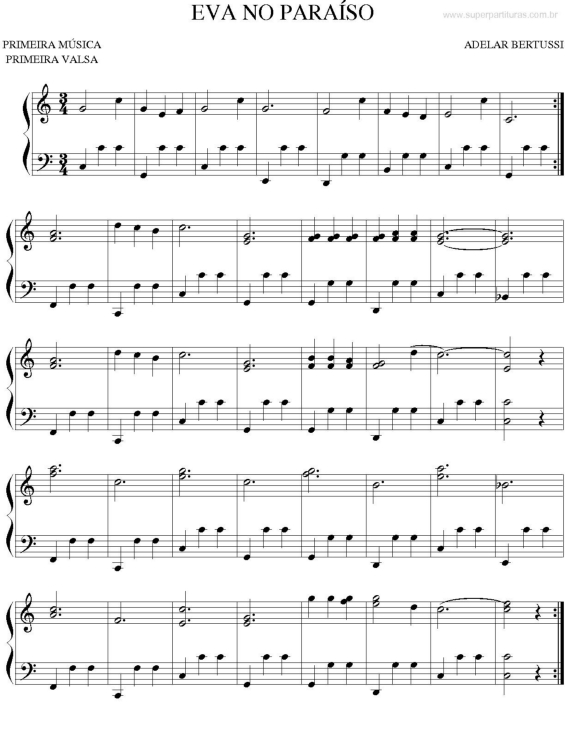 Partitura da música Eva no Paraíso