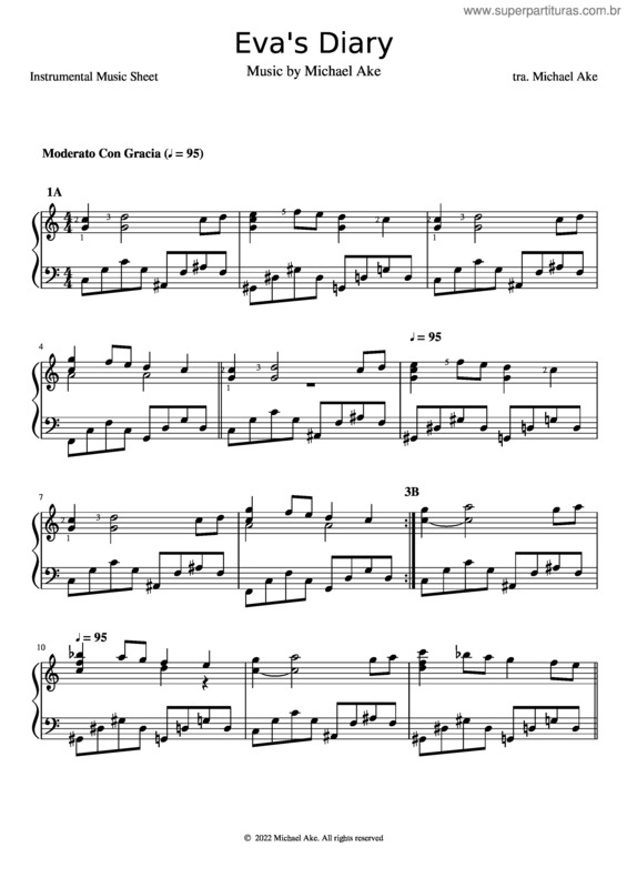 Partitura da música Eva`S Diary – Michael Ake
