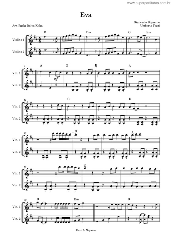 Partitura da música Eva v.10