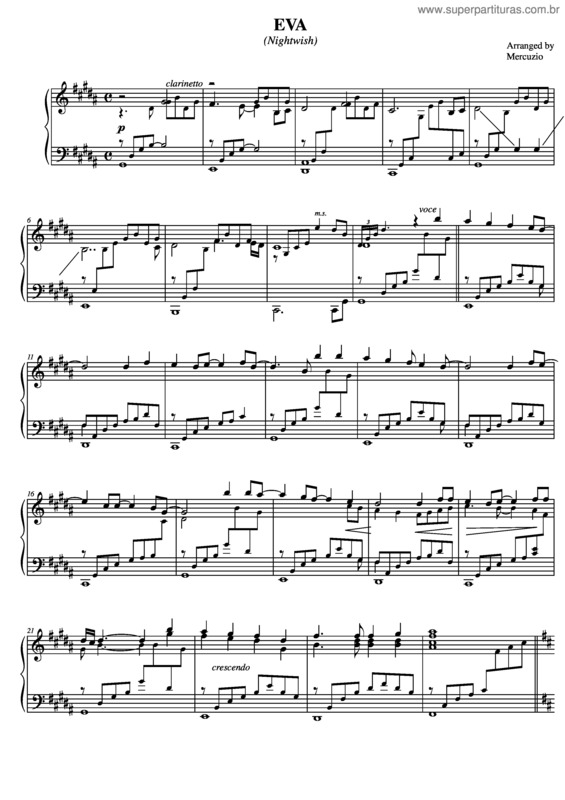 Partitura da música Eva v.3