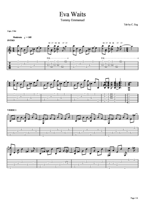 Partitura da música Eva Waits