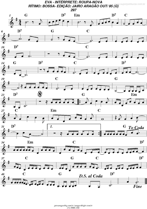 Partitura da música Eva