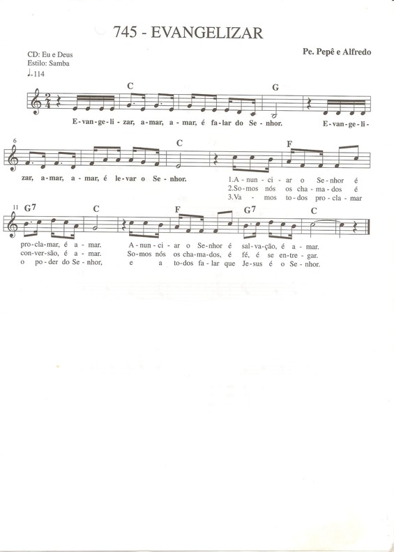 Partitura da música Evangelizar