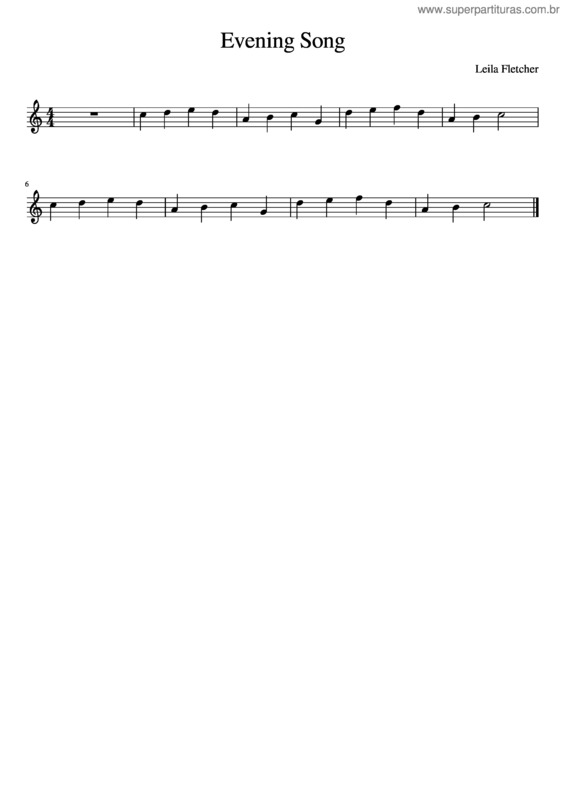 Partitura da música Evening Song