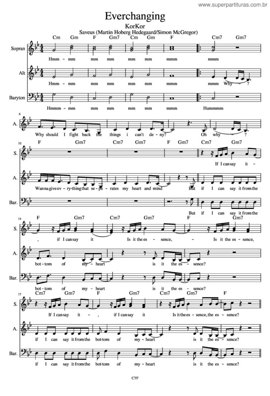 Partitura da música Everchanging
