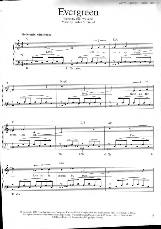 Partitura da música Evergreen v.2