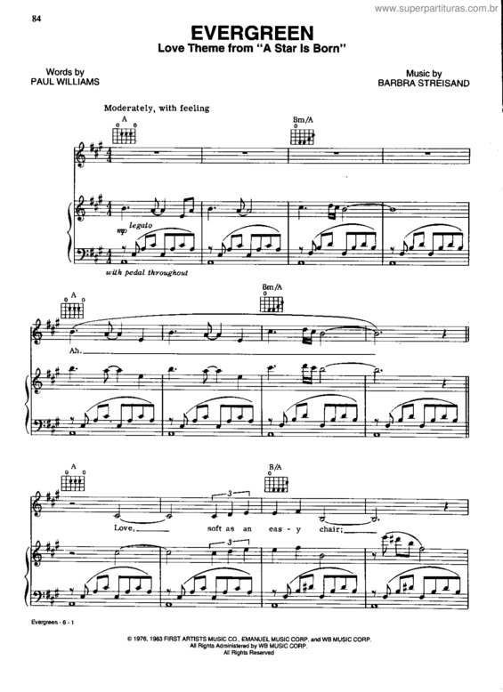 Partitura da música Evergreen v.4