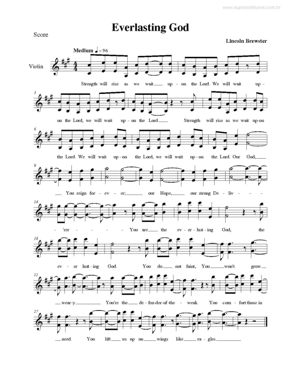 Partitura da música Everlasting God