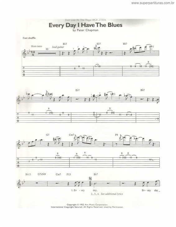 Partitura da música Every day I have the blues v.2