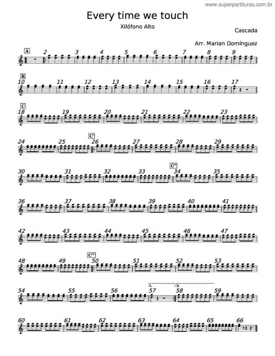 Partitura da música Every Time We Touch – Cascada v.3