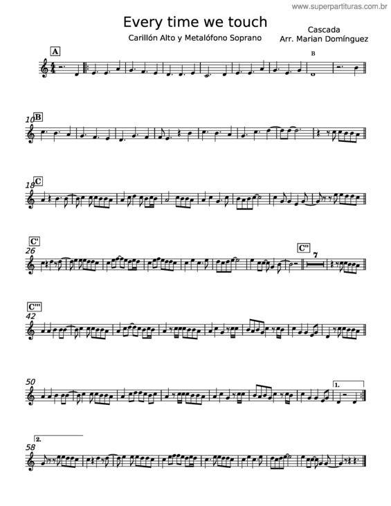 Partitura da música Every Time We Touch – Cascada v.5