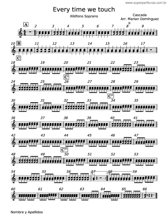 Partitura da música Every Time We Touch – Cascada v.6