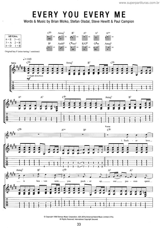 Partitura da música Every you every me